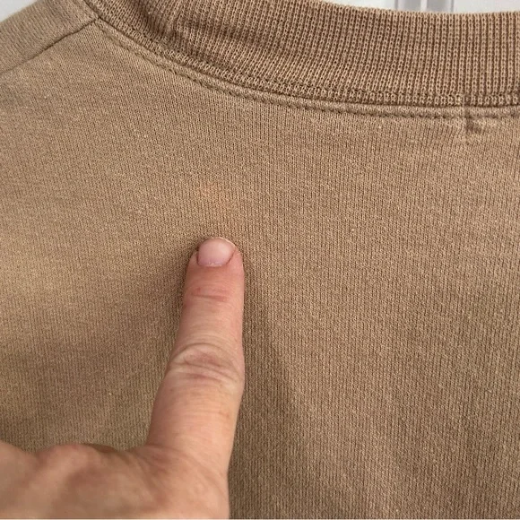 EUC The Bar Tan Varsity Sweatshirt size L with White Lettering. - Picture 7 of 13
